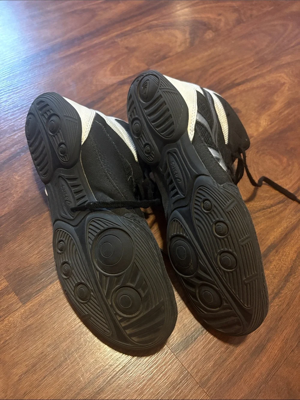 Asics Black Silver High-Top Wrestling Sneakers